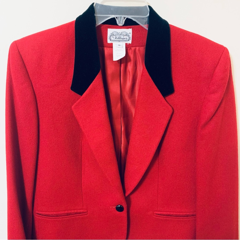 The Villager Vintage Wool Blend Blazer - Red - Size 8 - Picture 4 of 10
